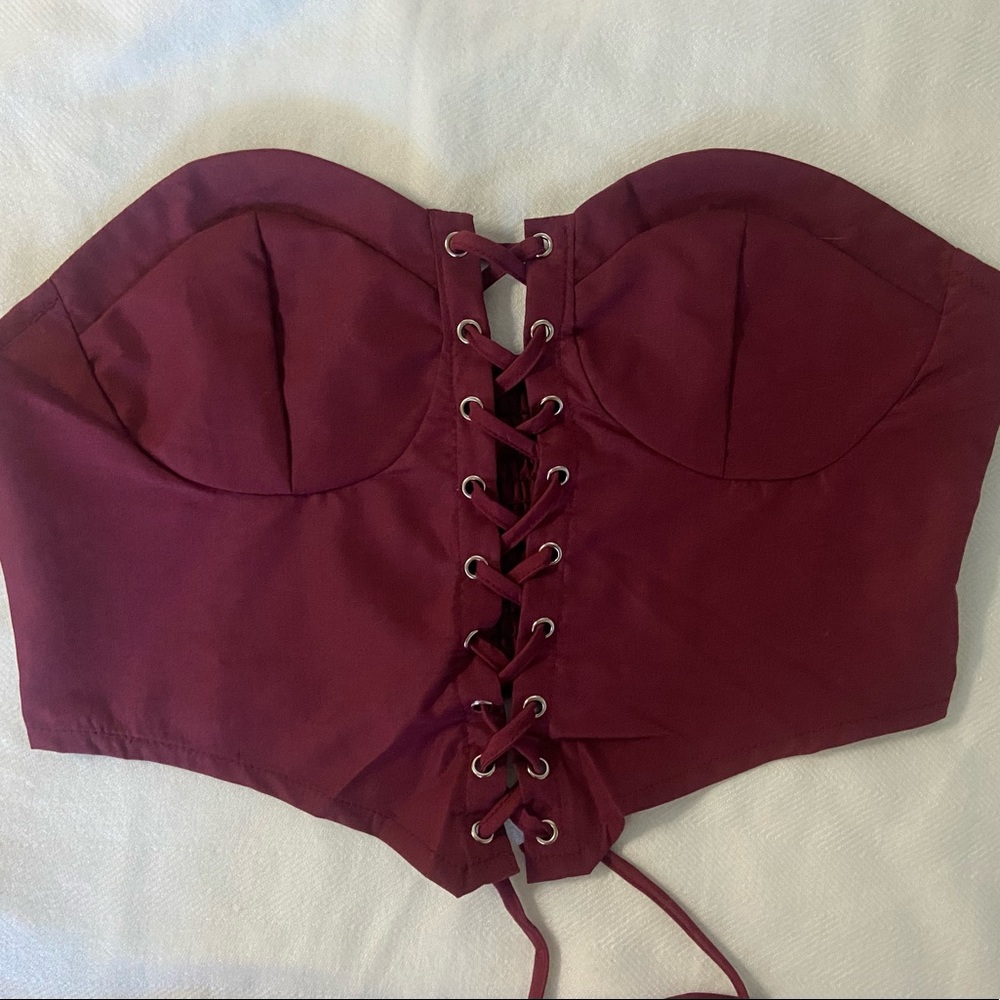 Maroon Cropped Corset Top